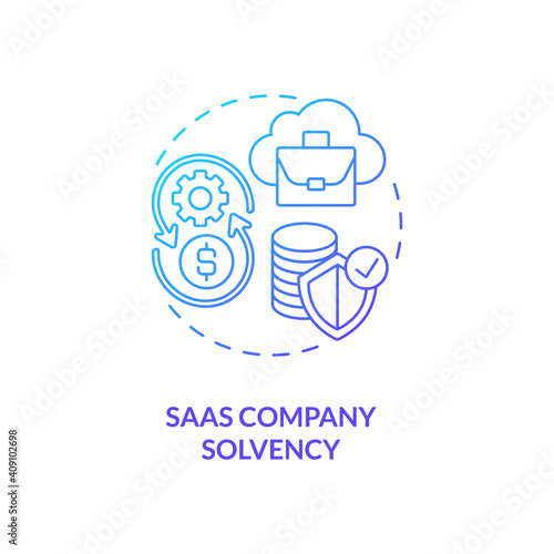 SaaS company solvency concept icon. Software as service challenge idea thin line illustration. Enterprise capacity. Financial situation. Income and expenses. Vector isolated outline RGB color drawing