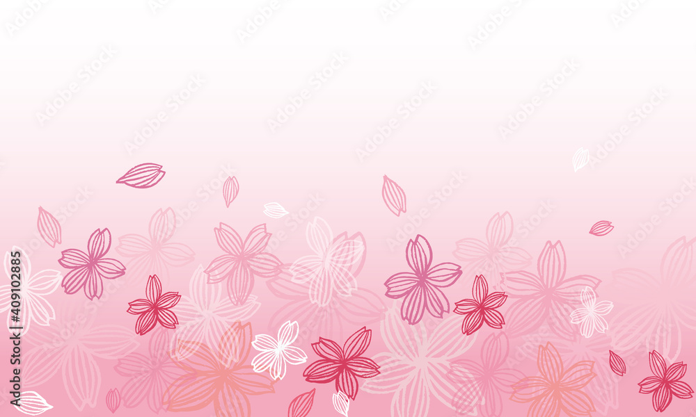 春の桜ベクター背景　バナー　壁紙　タイトル　背景　Cherry blossom illustration for spring