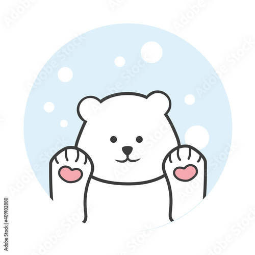 Cute polar bear vector. Cartoon simple drawing.