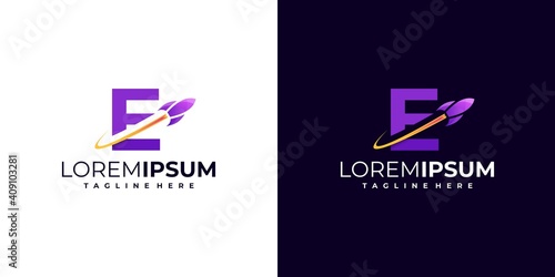 letter mark rocket logo