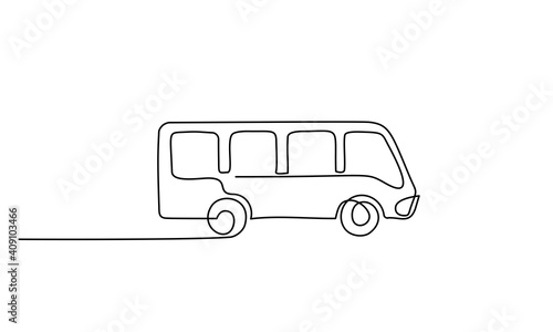 Bus for public transportation in city. Continuous one line drawing.