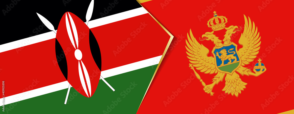 Kenya and Montenegro flags, two vector flags. Kenya and Montenegro flags, two vector flags.