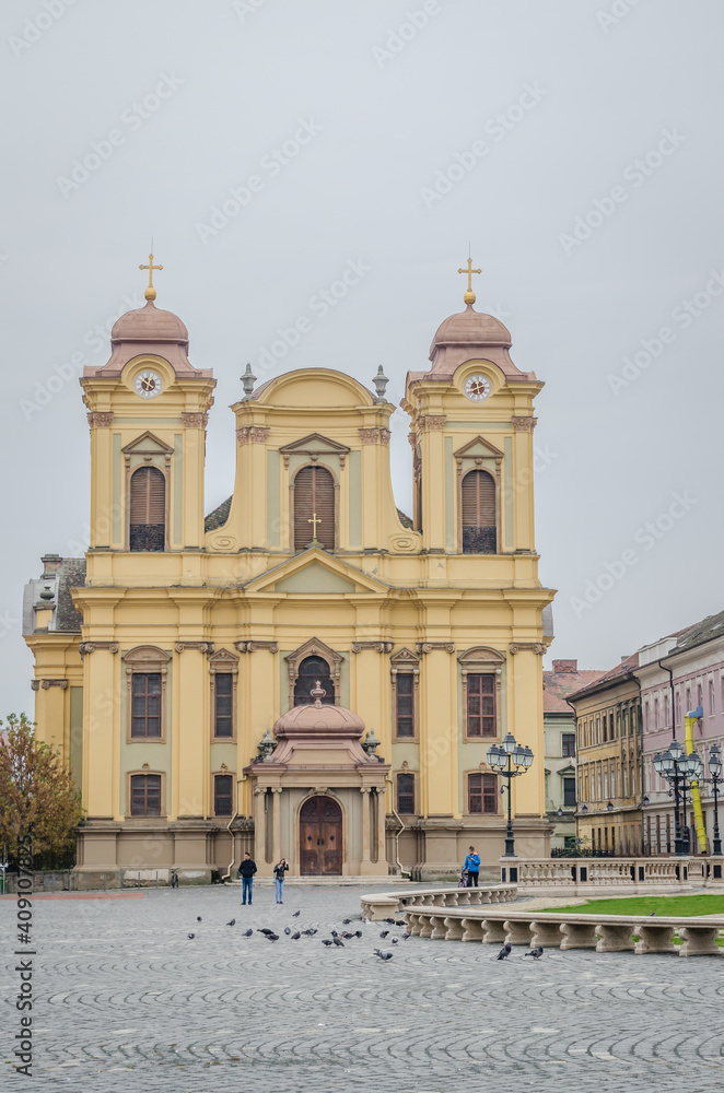 Timisoara, Romania - October 29, 2016: Roman Catholic church in the city center 