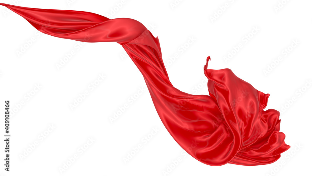 Beautiful flowing fabric of red wavy silk or satin. 3d rendering image. Beautiful flowing fabric of red wavy silk or satin. 3d rendering image.