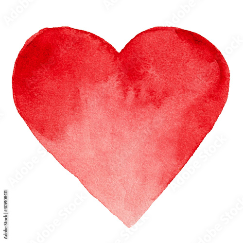 Hand drawn painted lovely watercolor heart, watercolour element for design. Happy valentines Valentine's Day 14th february poster. Can be used for cards, typography, labels. Isolated objects on white