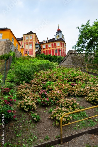 Garden below Jansky hill castle in historical town Javornik photo