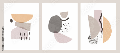 Abstract shapes Nordic paint print set. Scandinavian style poster background collection. Minimalist contemporary design vector illustration for wall decoration, home gallery, postcard, brochure cover