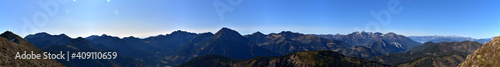 Panorama vom Himmelkogel über die Niederen Tauern bei Triebental / Hohentauern, Steiermark, Österreich