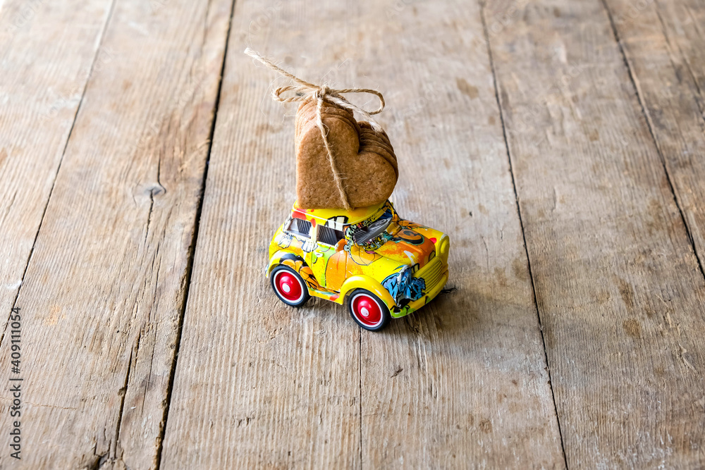 Obraz premium festive valentine's day holiday flat lay supports small business development. annual holiday shopping concept and