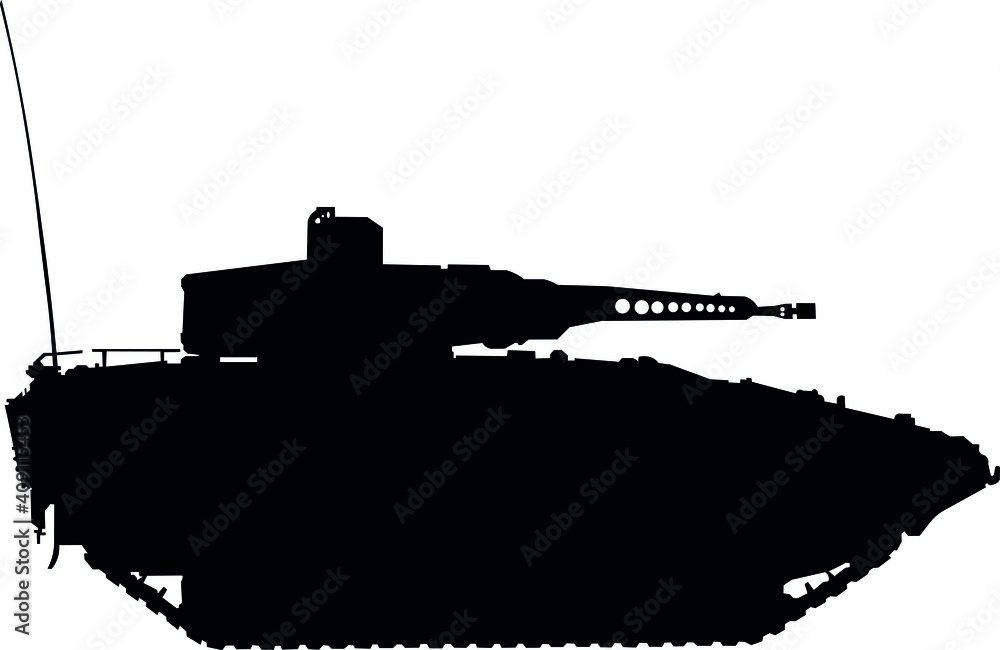 Leopard 2 tank , isolated silhouette