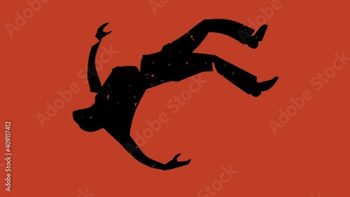 Slow Motion Retro Stylized Animation Of A Man Falling photo