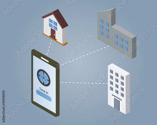 time and attendance tracking software that can track time in from anywhere vector