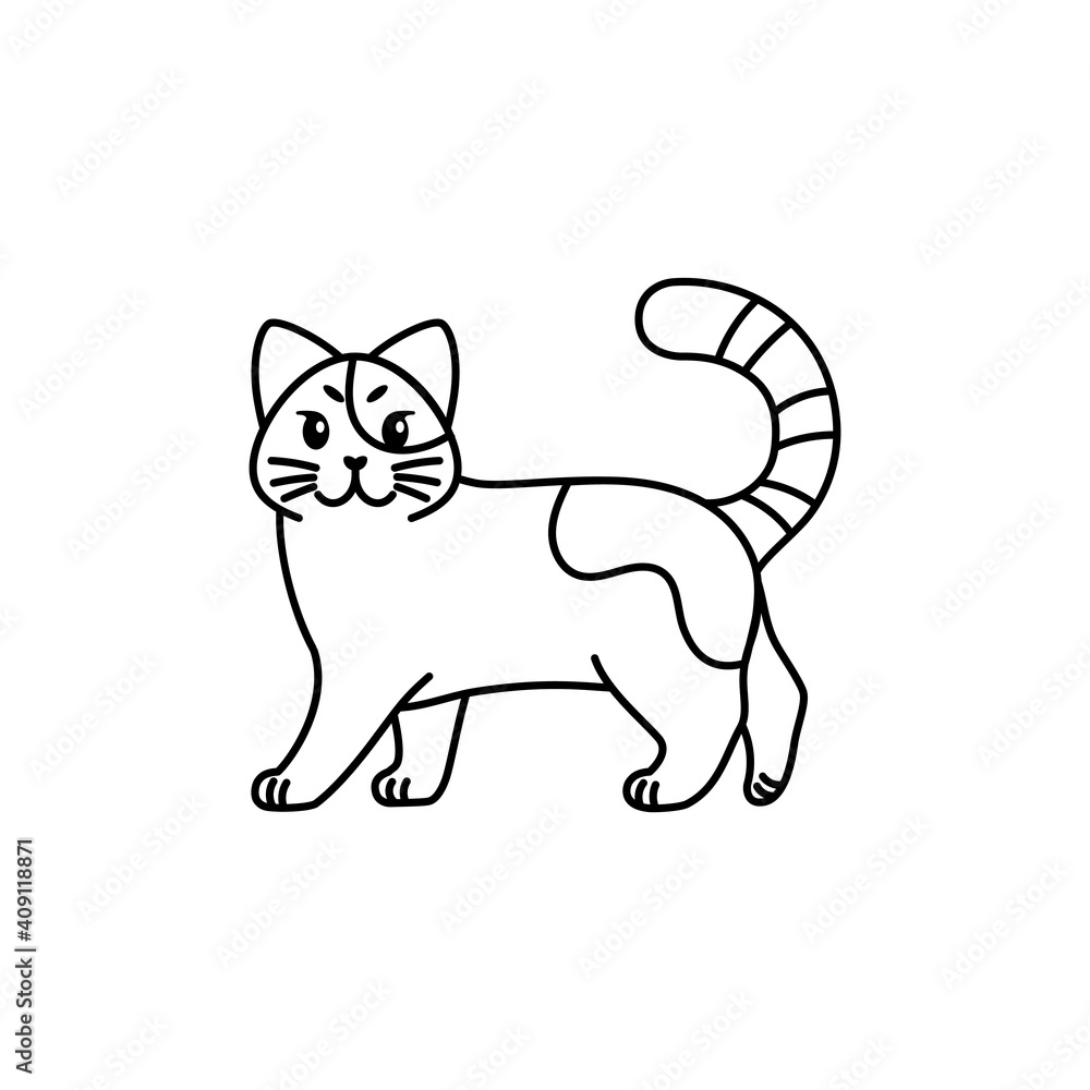 Isolated outline of a cat - Vector illustration