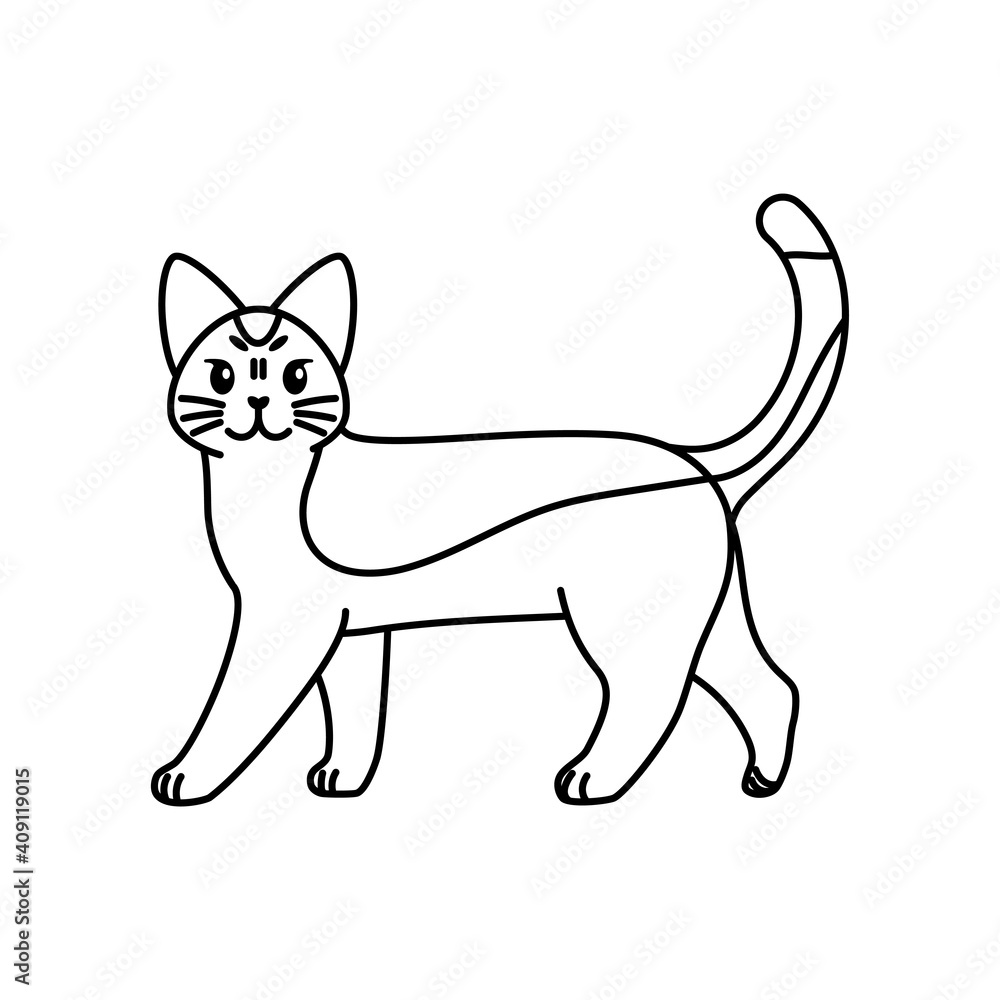 Isolated outline of a cat - Vector illustration Isolated outline of a cat - Vector illustration
