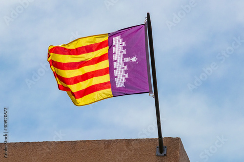 Mallorcan flag in Mallorca Spain. photo