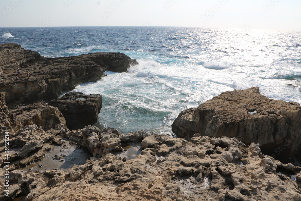 Landscape around Blue Hole and destroyed Azure Window, Gozo Malta