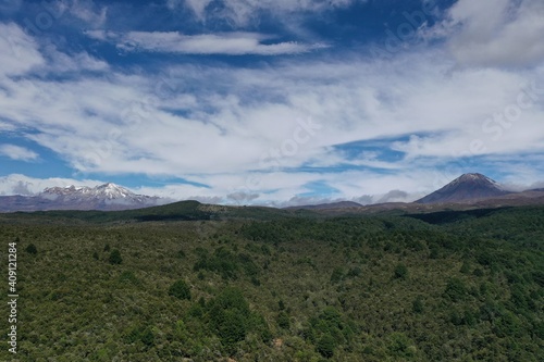 Panoramic view  Ruapehu  Mount Ngauruhoe