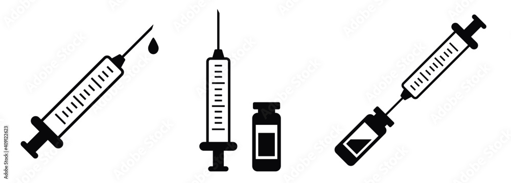 Syringe vaccination injection vector icons Syringe vaccination injection vector icons