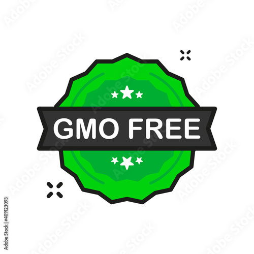GMO FREE badge green Stamp icon in flat style on white background. Vector illustration.