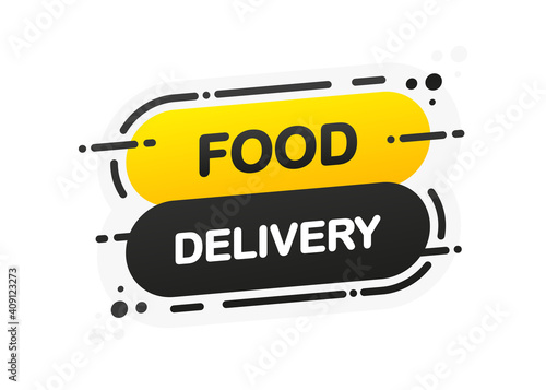 Food Delivery isolated yellow flat banner on white background. Vector illustration.