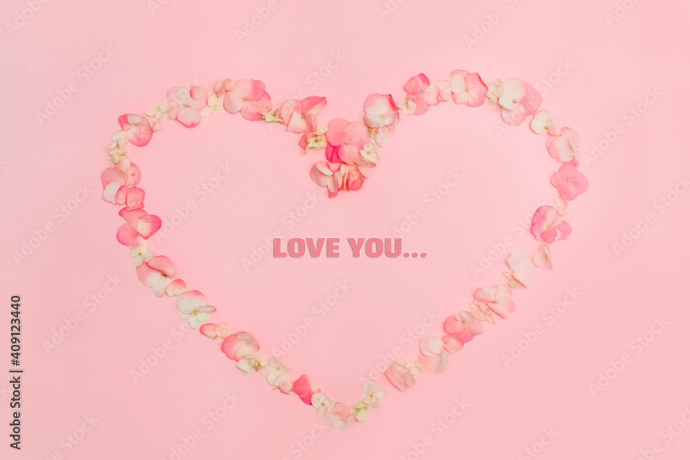 Valentine's day or Women's day banner postcard or poster for sale in the store. top view