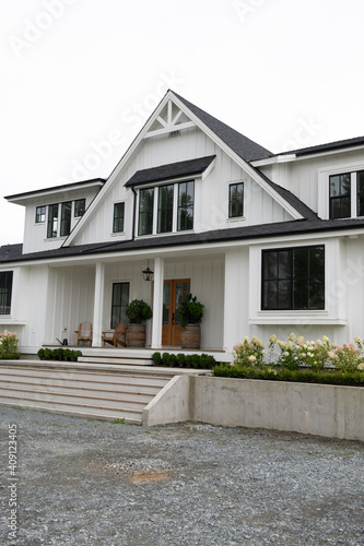 Belgian-style farmhouse shot on an overcast day 