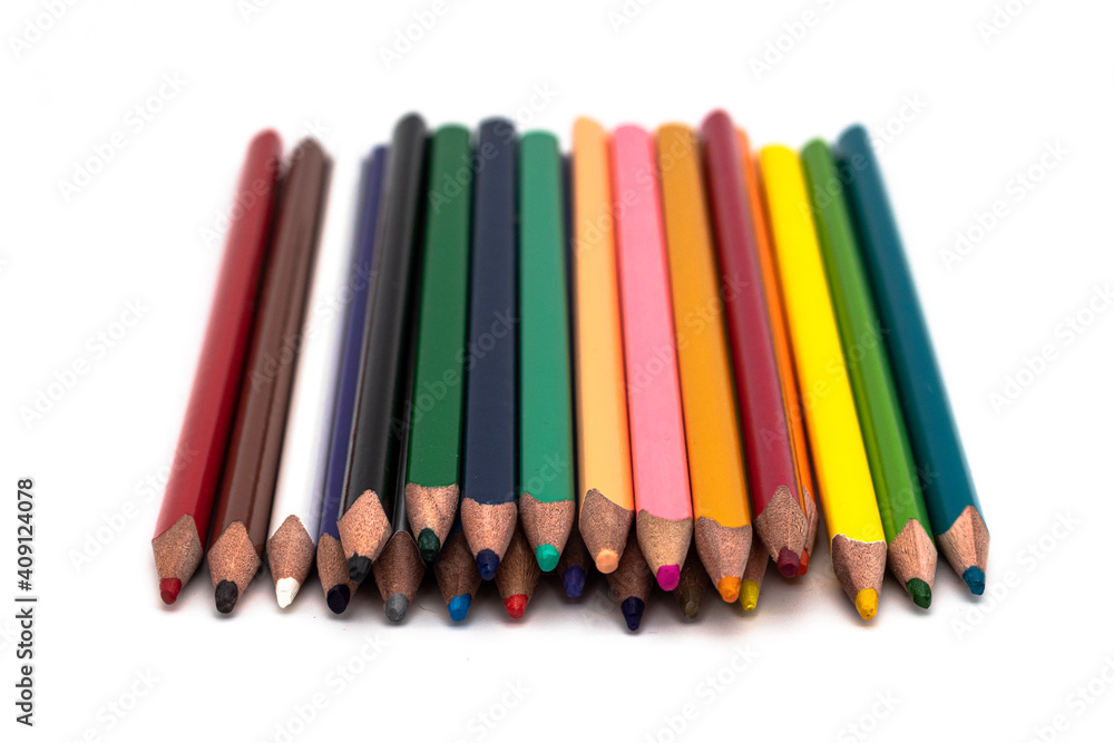 Colored pencils isolated on a white background Colored pencils isolated on a white background