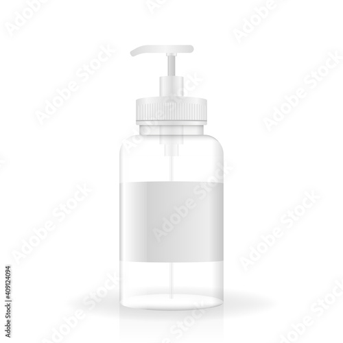 Realistic jar for soap, antiseptic and other hygienic substances. Vector illustration.