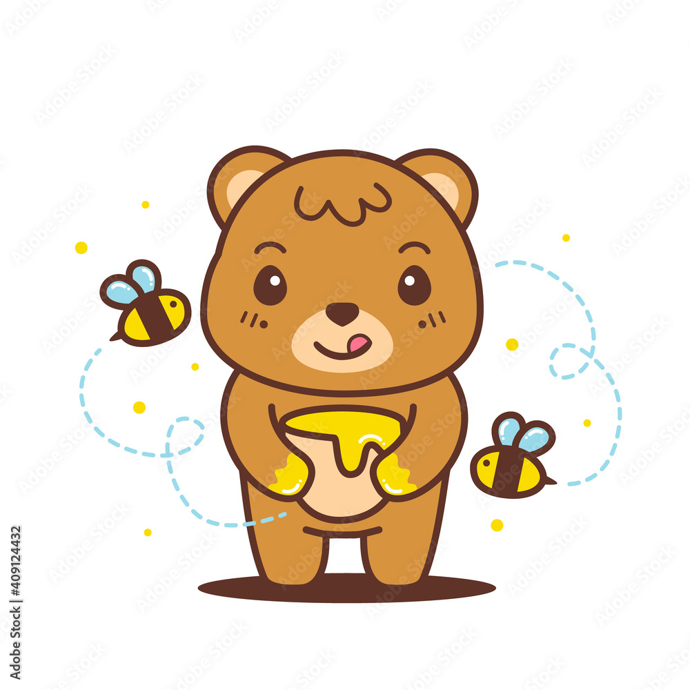 cute brown bear holding honey jar cute brown bear holding honey jar