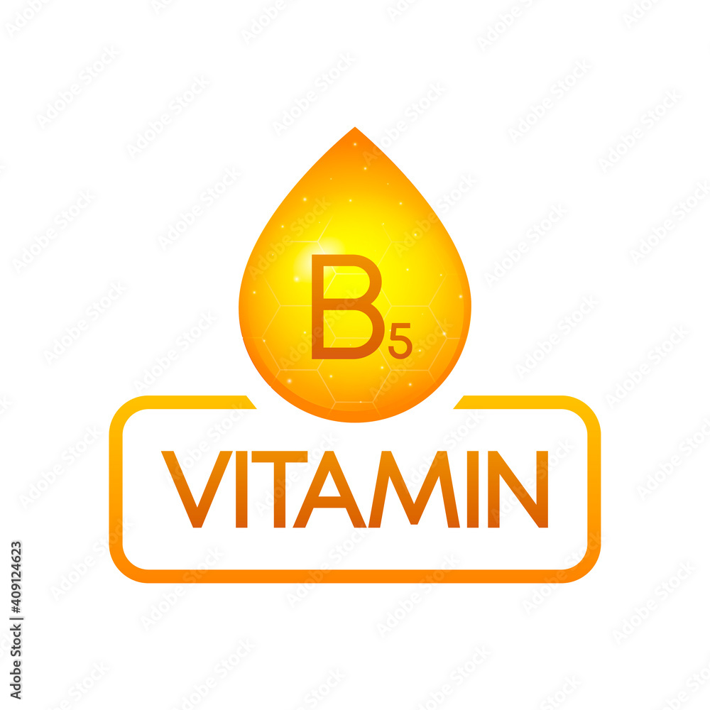 Vitamin B5 drop banner izolated on white background. Vector illustration. Vitamin B5 drop banner izolated on white background. Vector illustration.