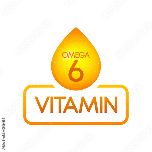 Vitamin Omega 6 drop banner izolated on white background. Vector illustration.