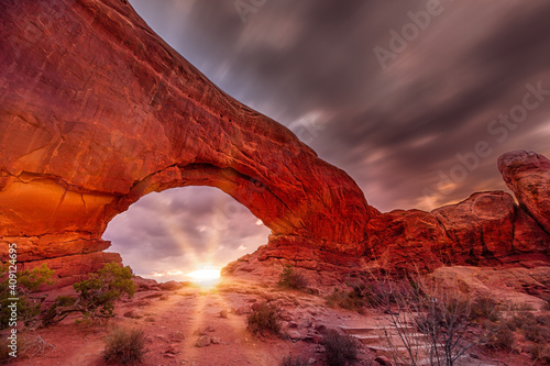 North window arch in the Arches National Park, Utah. Blue hour © Martina