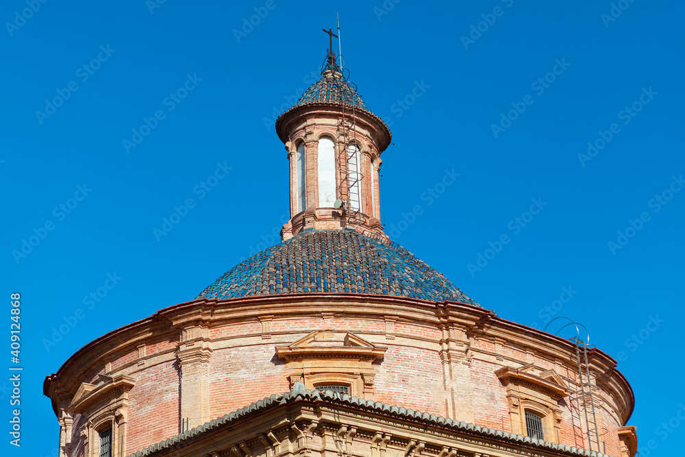 Cupola of Museum Patrono in Valencia . Architectural dome made by bricks