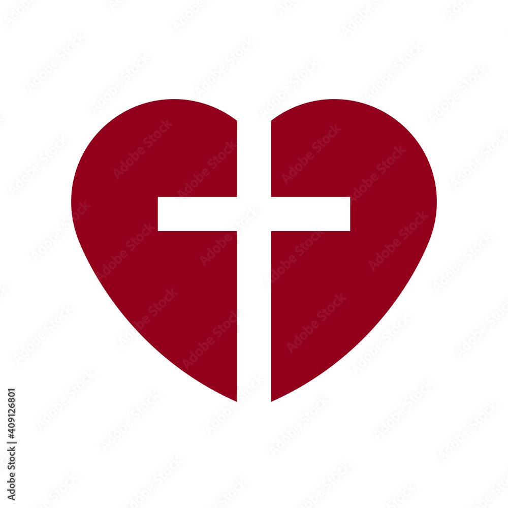 Cross of Christ inscribed in a red heart. Isolated on a white background. Vector image Cross of Christ inscribed in a red heart. Isolated on a white background. Vector image