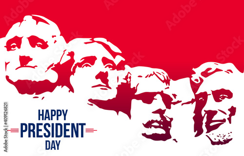 Presidents day banner in red with blue inscription. Federal holiday in America. 