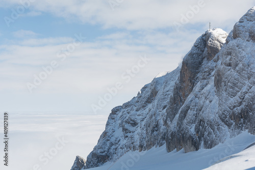 Mount The Dachstein Region Above A Blanket Of Fog