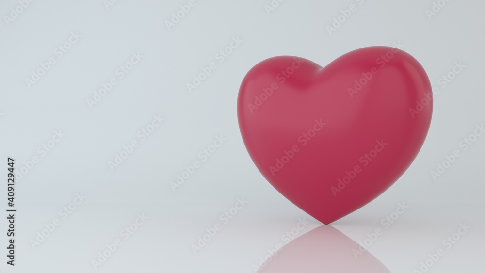 Red heart on white background. Abstract polygonal heart. Love symbol. Romantic background for Valentines day. Isolated on a white background. Festive decoration element. 3d render illustration