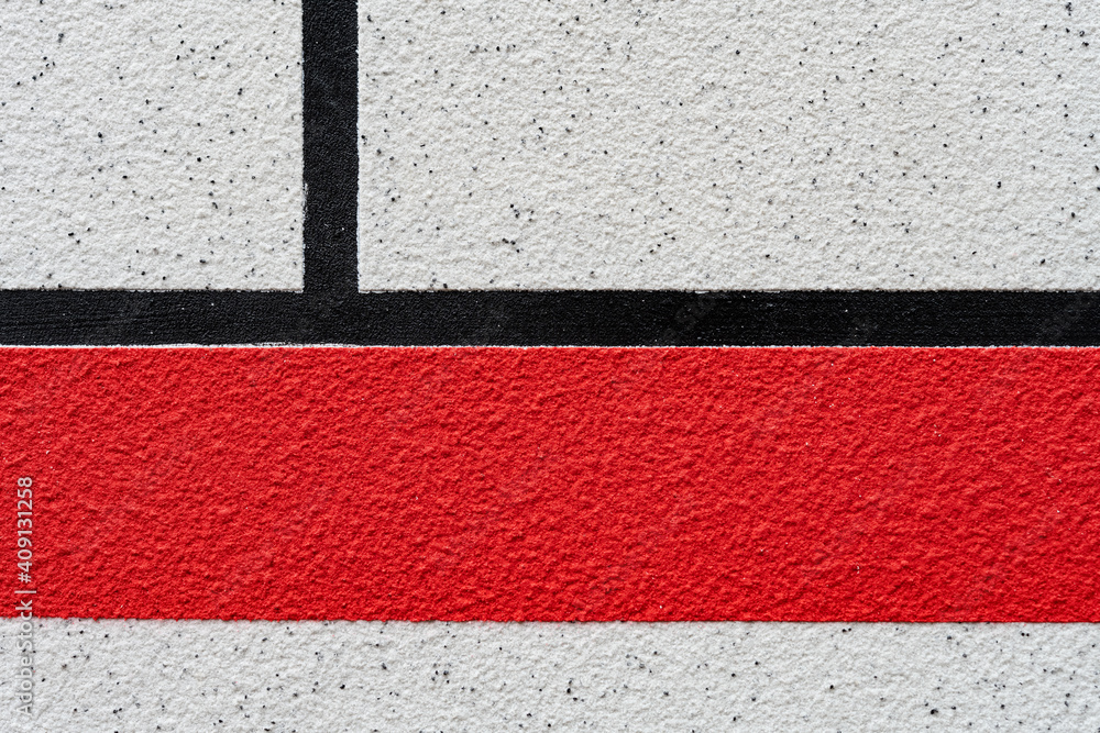 rough wall with red and white colors as texture and background horizontal composition