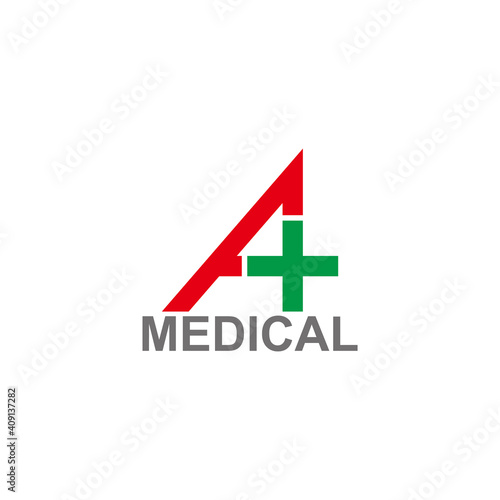 letter A plus medical simple colorful logo vector