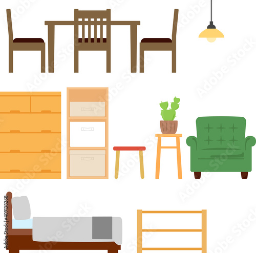 家具、インテリアのイラストセット