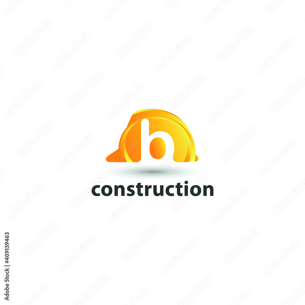 Fototapeta premium construction and consultant engineering logo concept with initial letter b and hard hat helmet