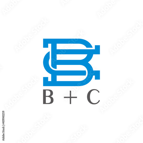 letter bc linked overlap simple flat logo vector