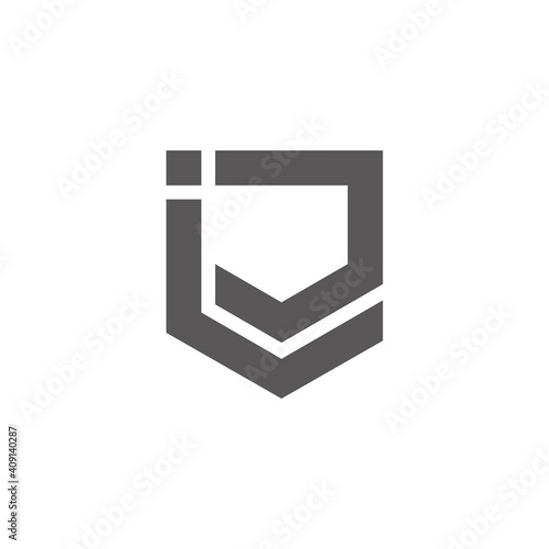 letter ij simple geometric line emblem logo vector