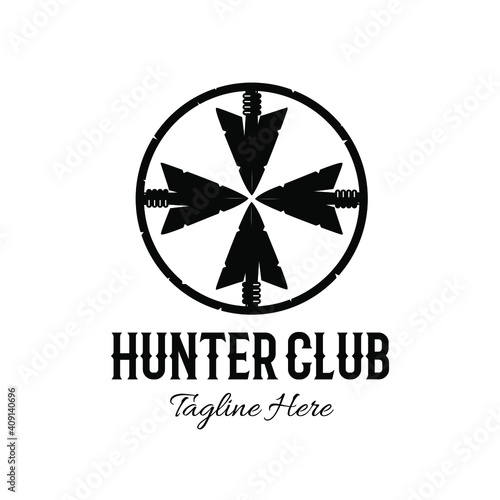 Vintage Retro Rustic Arrowhead Spear Hunting Club Logo Design