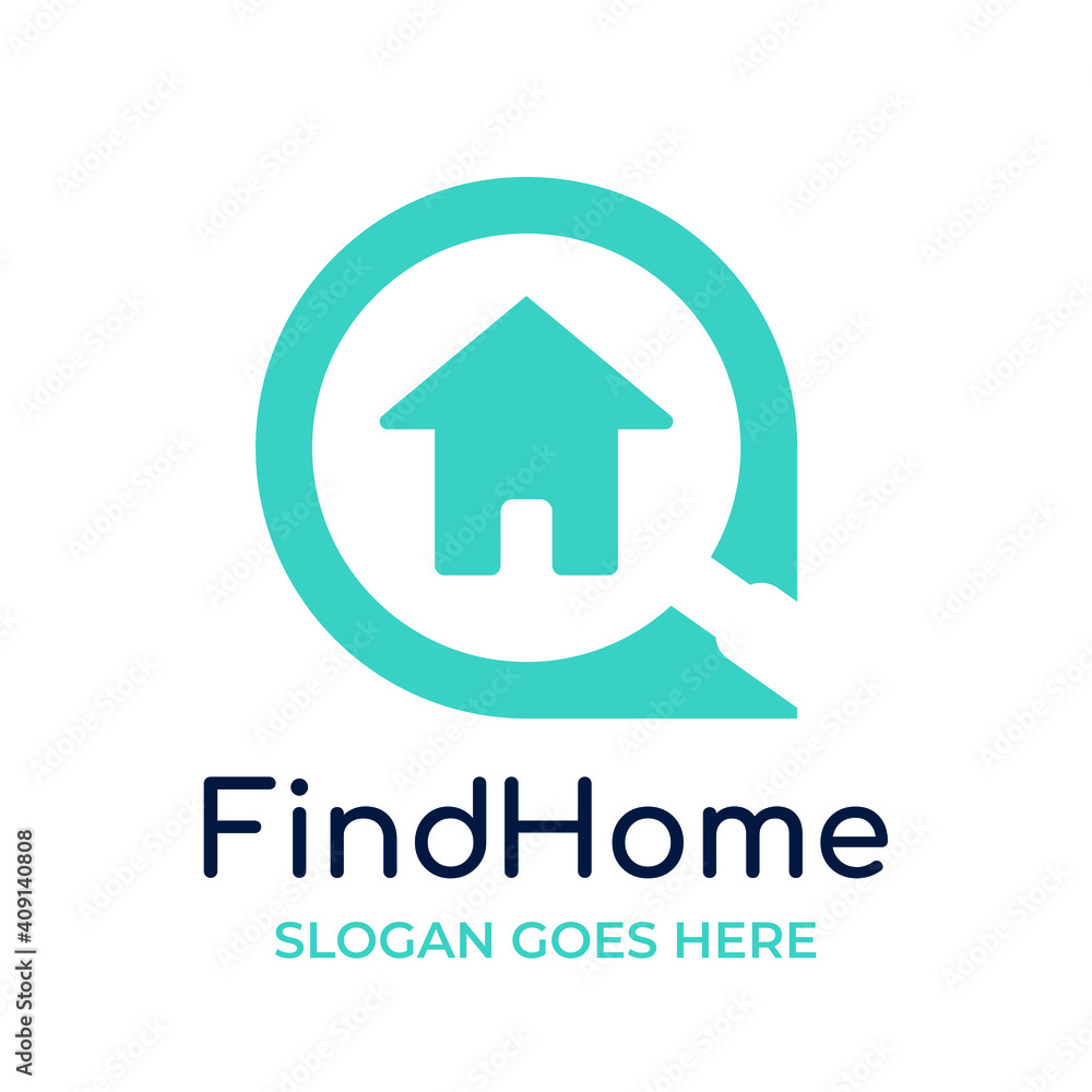 House and Loupe. Find home logo design template for company or website