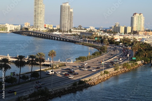 Beautiful view of port of Miami, Florida, USA