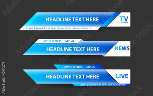 Set collection vector of Broadcast News Lower Thirds Template layout design banner for bar Headline news title, sport game in Television, Video and Media 