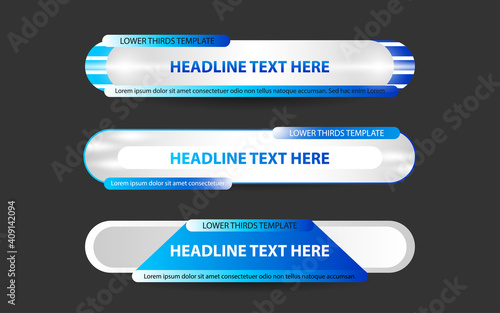 Set collection vector of Broadcast News Lower Thirds Template layout design banner for bar Headline news title, sport game in Television, Video and Media 