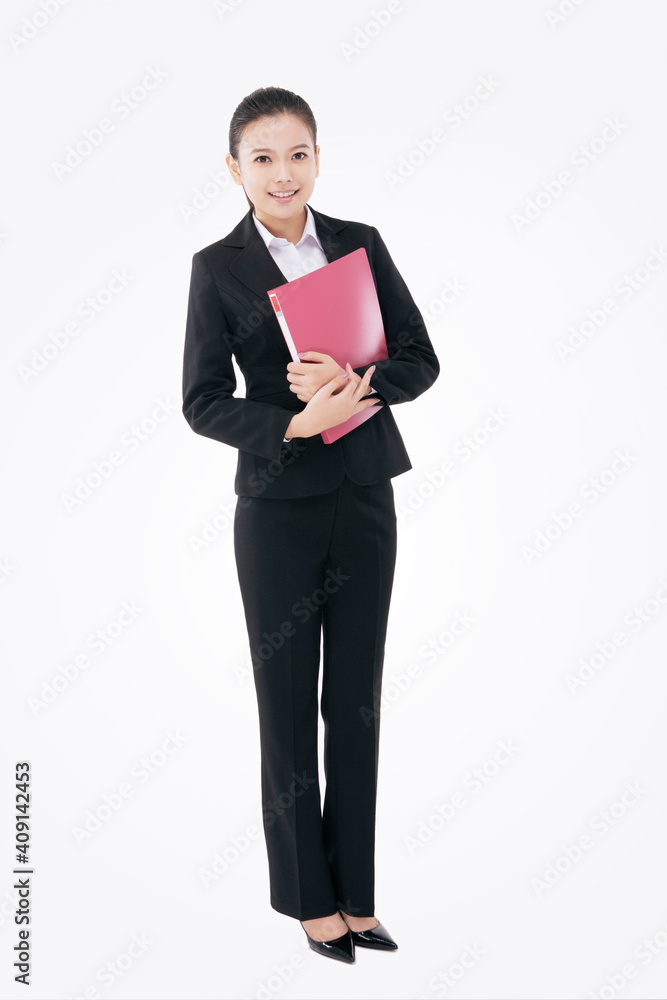Fashion business woman holding a folder Fashion business woman holding a folder