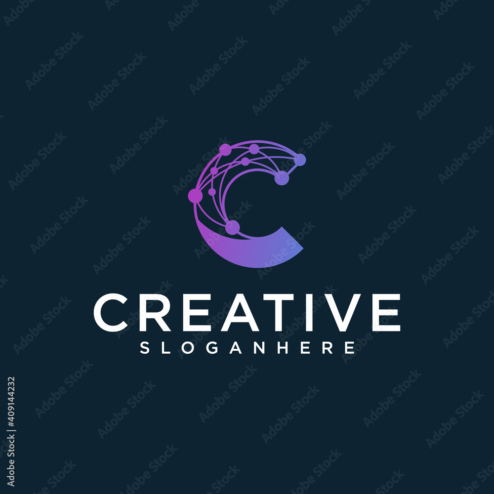 Letter C vector line logo design. Creative minimalism logotype icon symbol Letter C vector line logo design. Creative minimalism logotype icon symbol